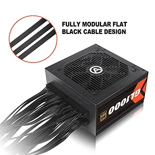1000W Power Supply 80 Plus Gold Certified Fully Modular PSU (ARESGAME, GL1000)