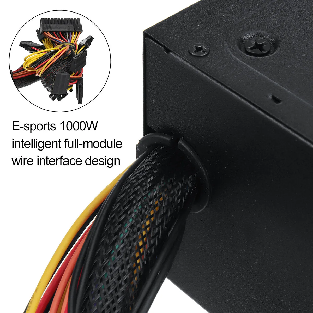 1000W PSU PC Power Supply with Passive RGB 12cm Fan and ATX/PCI-E/SATA PFC - Unit Quiet ATX PCI-E SATA