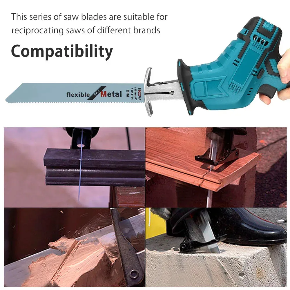 10Pcs Reciprocating Saw Blades Set Saber Saw Blade Combo Wood Metal Cutting High Speed Steel DIY Tools Power Tool Accessories
