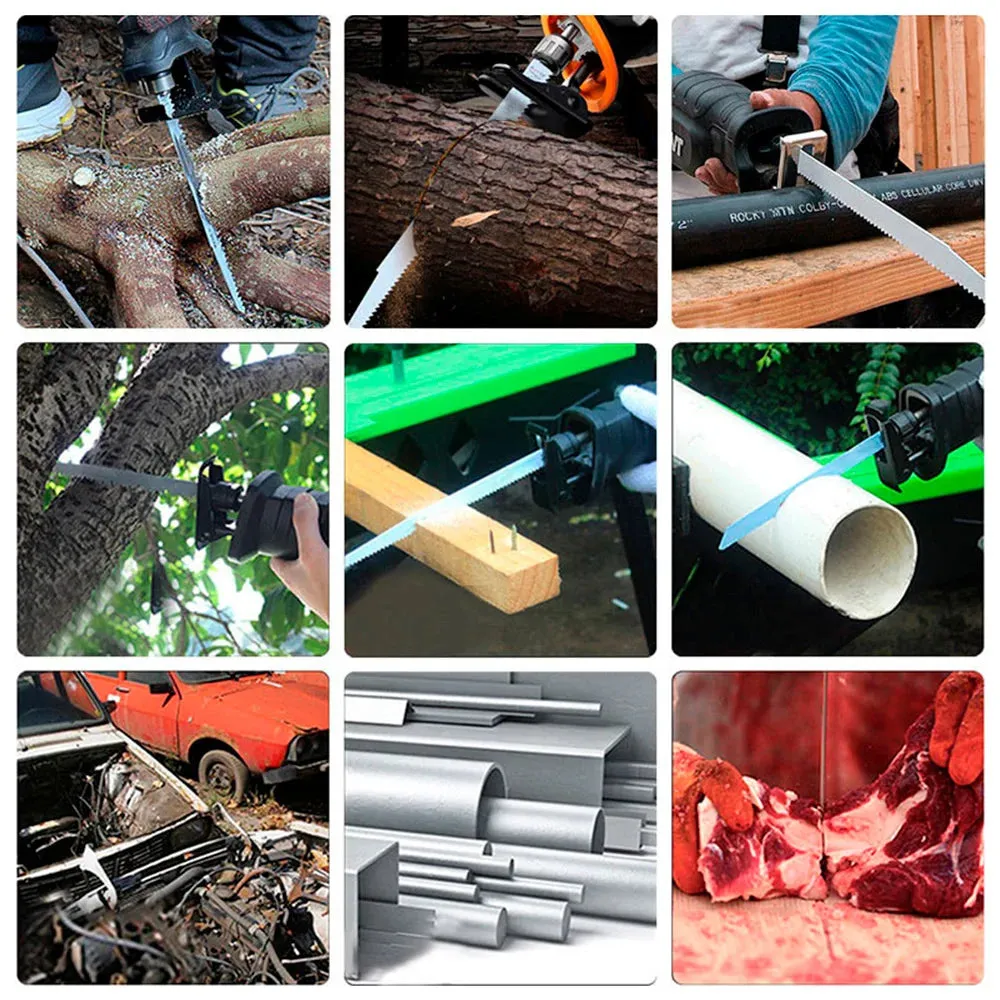 10Pcs Reciprocating Saw Blades Set Saber Saw Blade Combo Wood Metal Cutting High Speed Steel DIY Tools Power Tool Accessories