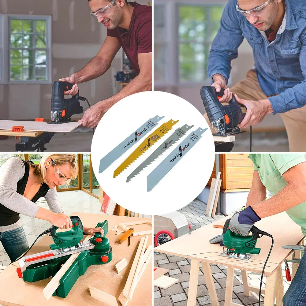 10Pcs Reciprocating Saw Blades Set Saber Saw Blade Combo Wood Metal Cutting High Speed Steel DIY Tools Power Tool Accessories