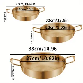 1pc, Golden Pot, Korean Ramen Pot, Stainless Steel Soup Pan, Golden Ramen Bowl, Seafood Pan, Household Electromagnetic Stove Instant Noodles Hot Pot Bowl, Kitchen Supplies, Cookware