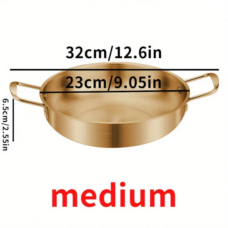 1pc, Golden Pot, Korean Ramen Pot, Stainless Steel Soup Pan, Golden Ramen Bowl, Seafood Pan, Household Electromagnetic Stove Instant Noodles Hot Pot Bowl, Kitchen Supplies, Cookware
