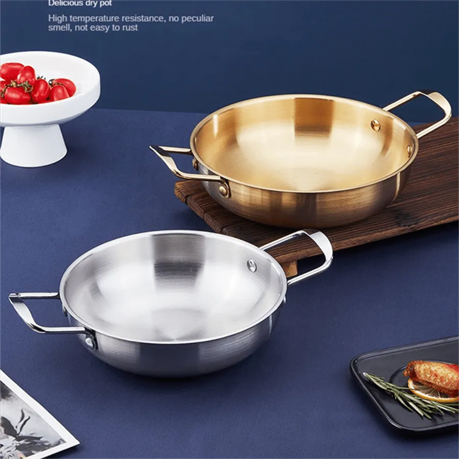 1pc, Golden Pot, Korean Ramen Pot, Stainless Steel Soup Pan, Golden Ramen Bowl, Seafood Pan, Household Electromagnetic Stove Instant Noodles Hot Pot Bowl, Kitchen Supplies, Cookware