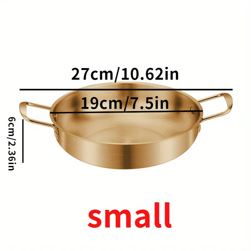 1pc, Golden Pot, Korean Ramen Pot, Stainless Steel Soup Pan, Golden Ramen Bowl, Seafood Pan, Household Electromagnetic Stove Instant Noodles Hot Pot Bowl, Kitchen Supplies, Cookware