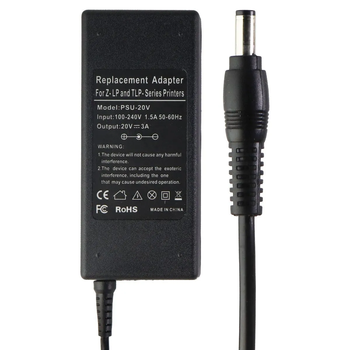(20V/3A) Replacement Adapter Power Supply - Black (PSU-20V) / Brick Only