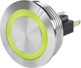 3-108-967, MSM30 30mm, Pushbutton Switch Metal with Green Point Illumination, 100mA @ 30VDC, 5-48VDC Illumination Supply, 0.2 Million Ops