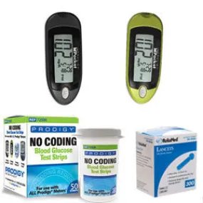 400 Prodigy Test Strips, 300 Reliamed Lancets, & Prodigy Pocket Meter