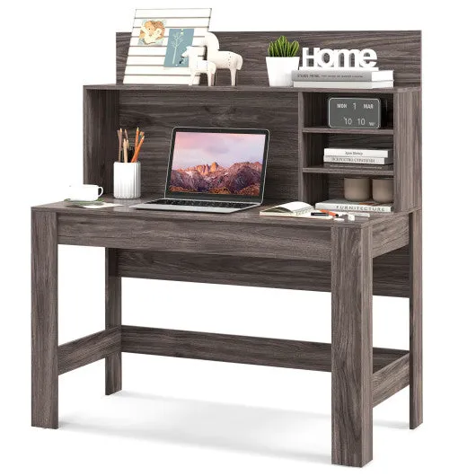 48 Inch Writing Computer Desk with Anti-Tipping Kits and Cable Management Hole-Rustic Brown
