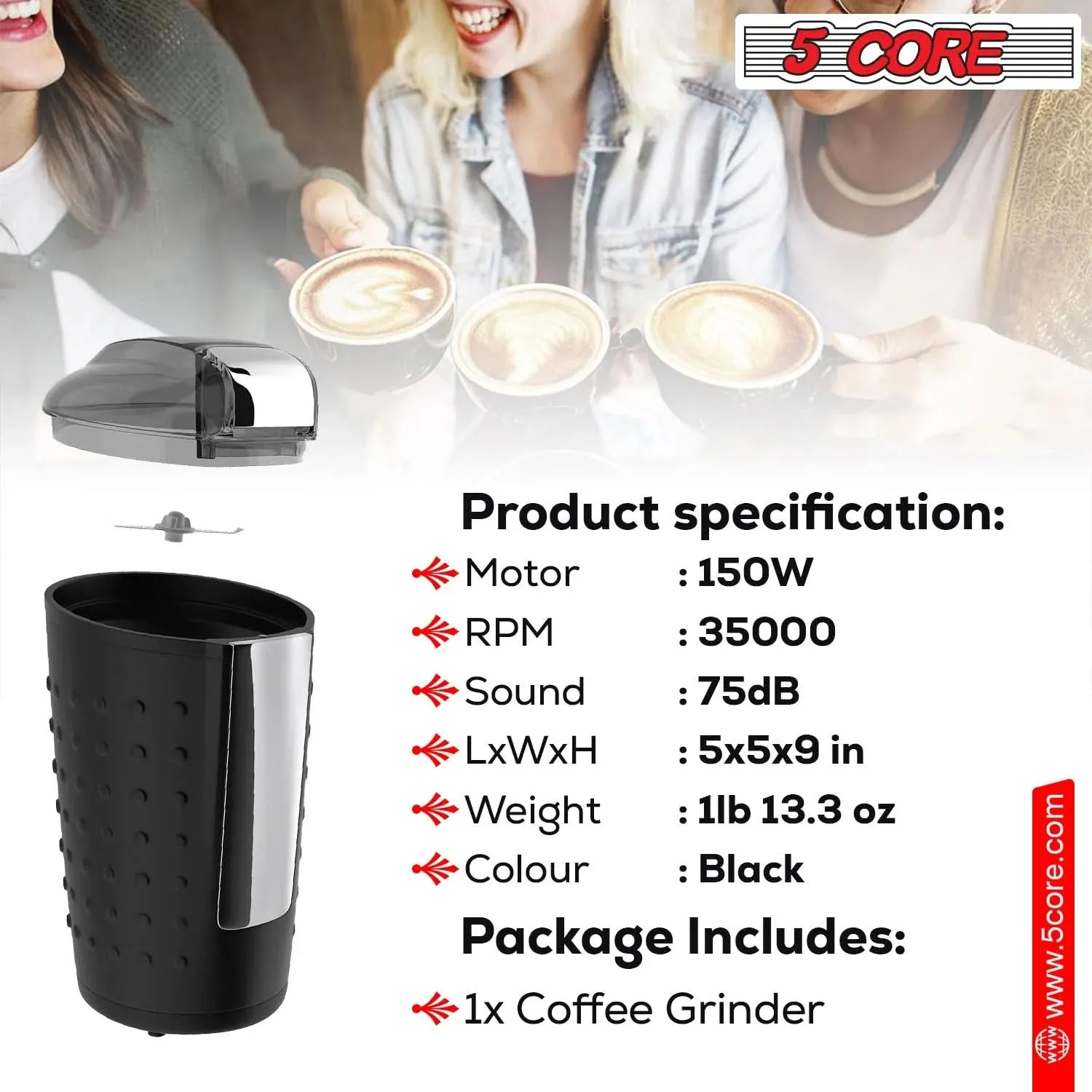 5Core Coffee Grinder 85 Gram Capacity