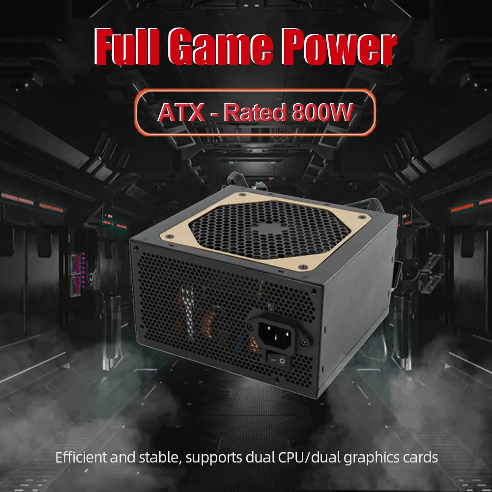 800W ATX Power Supply 110-264V PC Power Supply Module PSU CPU Port 2 4 4Pin 6SATA Graphics Card 6 2Pin to 6 2Pin for Desktop PC