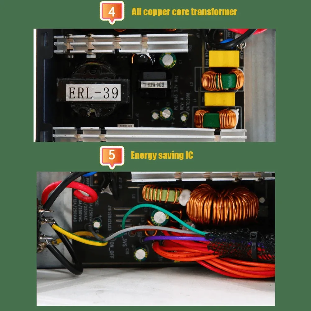 800W ATX Power Supply 110-264V PC Power Supply Module PSU CPU Port 2 4 4Pin 6SATA Graphics Card 6 2Pin to 6 2Pin for Desktop PC