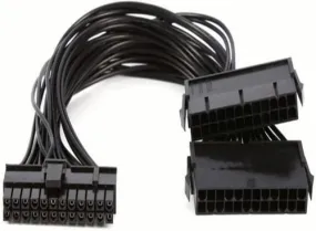 Adaptermvp Dual PSU Power Supply Extension Cable for ATX Motherboard,Full Copper 24pin Chassis Power Start line,24 pin to 24(20 4) pin,1ft/30cm