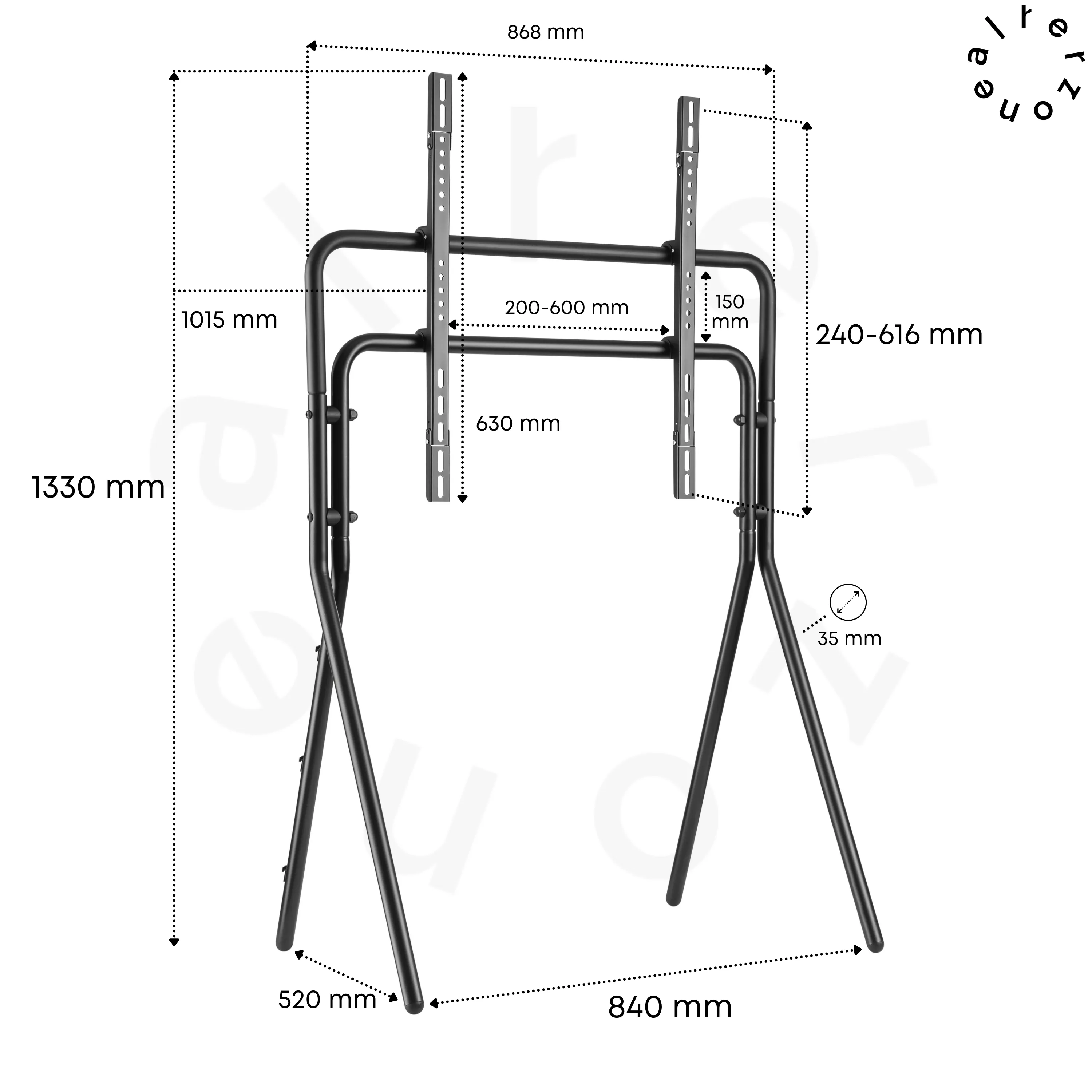 Alterzone Steel TV Floor Stand for 49"-70" TVs, Black