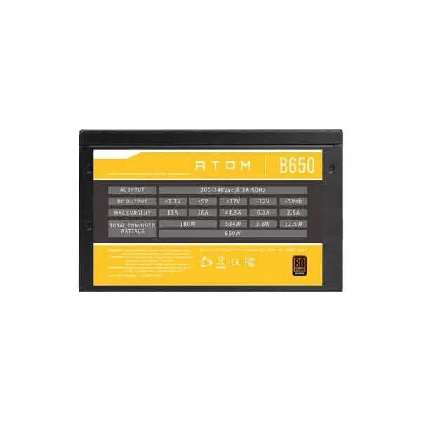 ANTEC ATOM 650W B650 BRONZE 80 PLUS BRONZE NON MODULAR SMPS