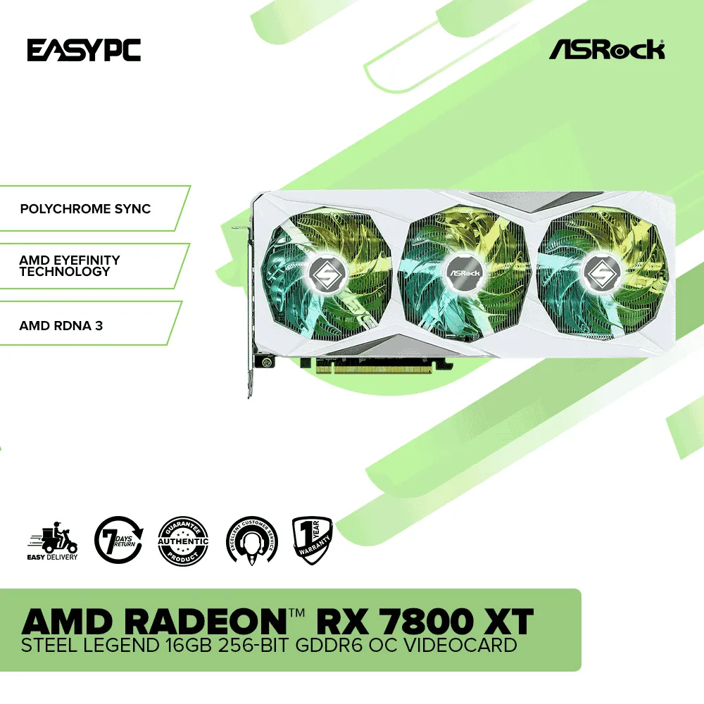 Asrock AMD Radeon RX 7800 XT Steel Legend 16GB 256-Bit GDDR6 OC Videocard