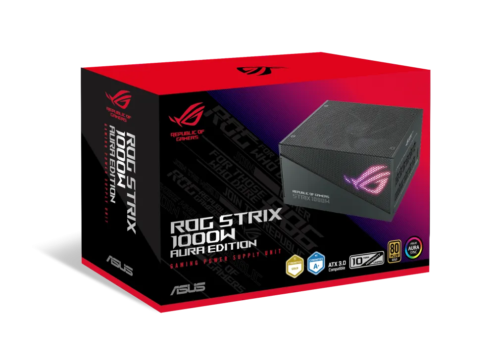ASUS 1000W ROG-STRIX-1000G-AURA-GAMING ATX 3.0 80Plus Gold Full Modular Power Supply (PS-ARST1KA)