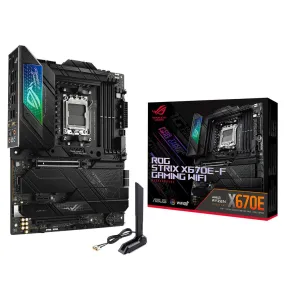 ASUS ROG STRIX X670E-F GAMING WIFI6E Socket AM5 (LGA 1718) Ryzen 7000 gaming motherboard(PCIe 5.0, DDR5,16   2 power stages,four M.2 slots with heatsinks,USB 3.2 Gen 2x2,AI Cooling II, and Aura Sync)