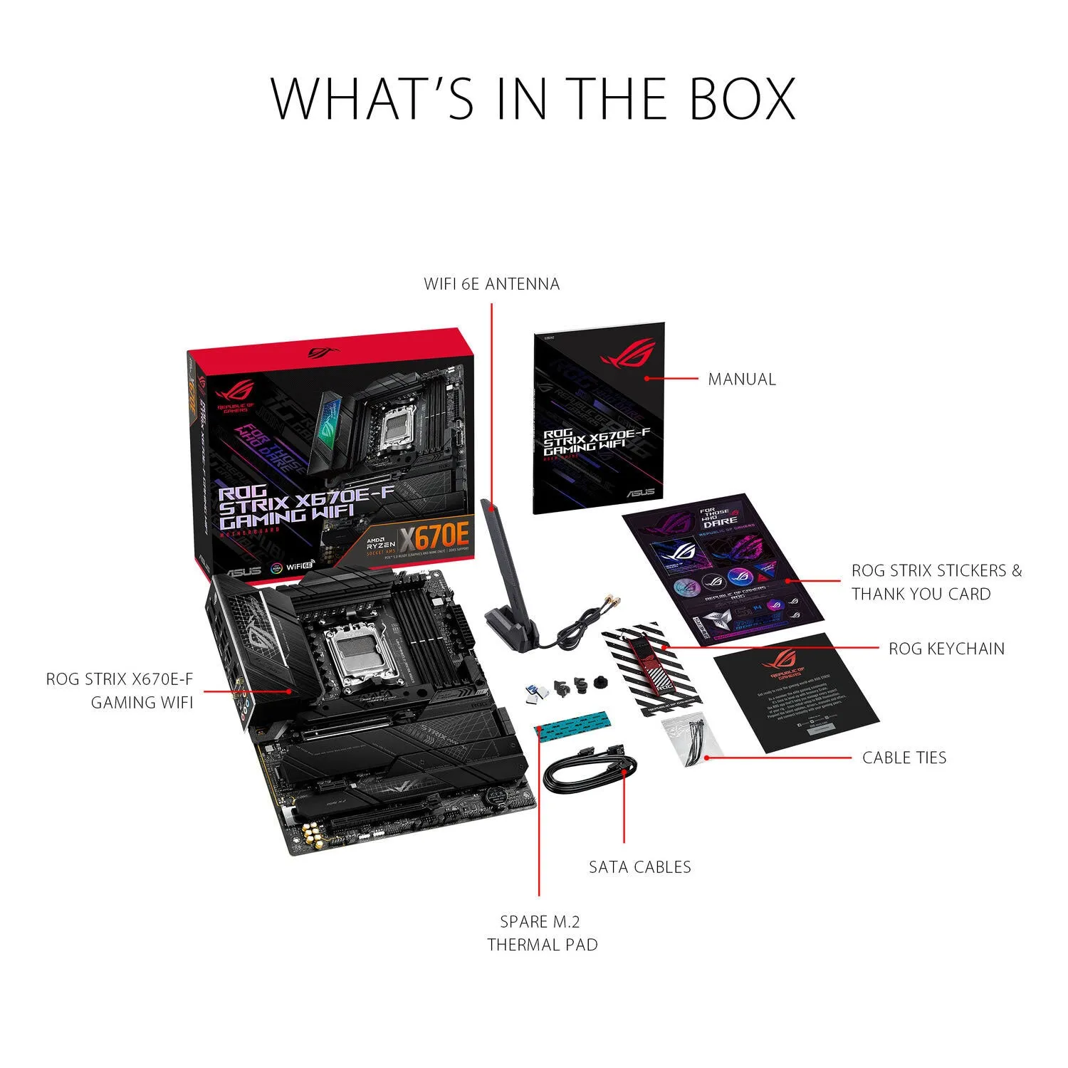 ASUS ROG STRIX X670E-F GAMING WIFI6E Socket AM5 (LGA 1718) Ryzen 7000 gaming motherboard(PCIe 5.0, DDR5,16   2 power stages,four M.2 slots with heatsinks,USB 3.2 Gen 2x2,AI Cooling II, and Aura Sync)