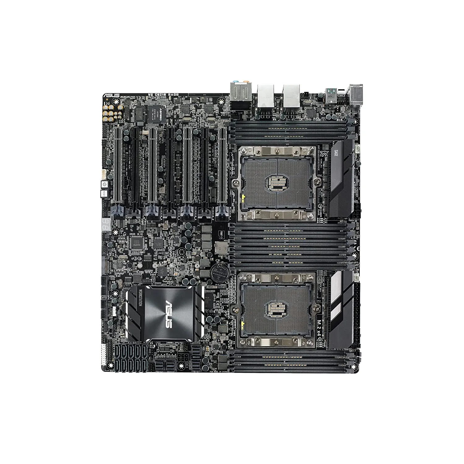 Asus WS C621E Sage Workstation Motherboard up to 4-way Multi-graphics and total of 12 Dimm slots for hardware-intensive programs to run at brisk pace