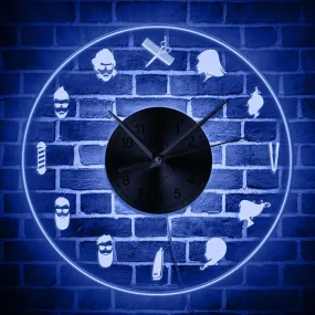 Barber Supplies LED Arylic Edge it Wall Clock Barber Shop Hairdresser Housewarming Gift Home Decor Lighting Wall Art Clock Watch