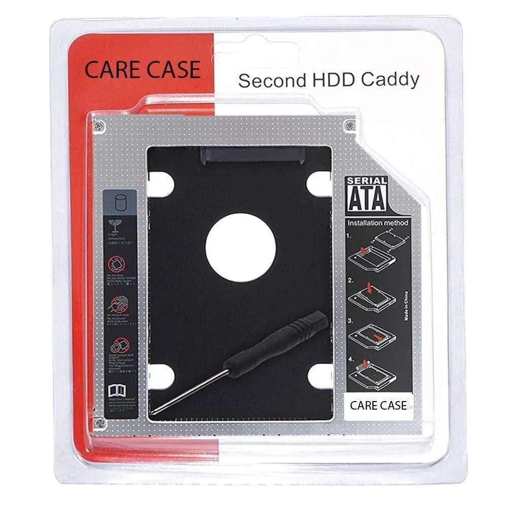 CARE CASE® Optical Bay 2nd Hard Drive Caddy CD/DVD Drive Slot for SSD and HDD