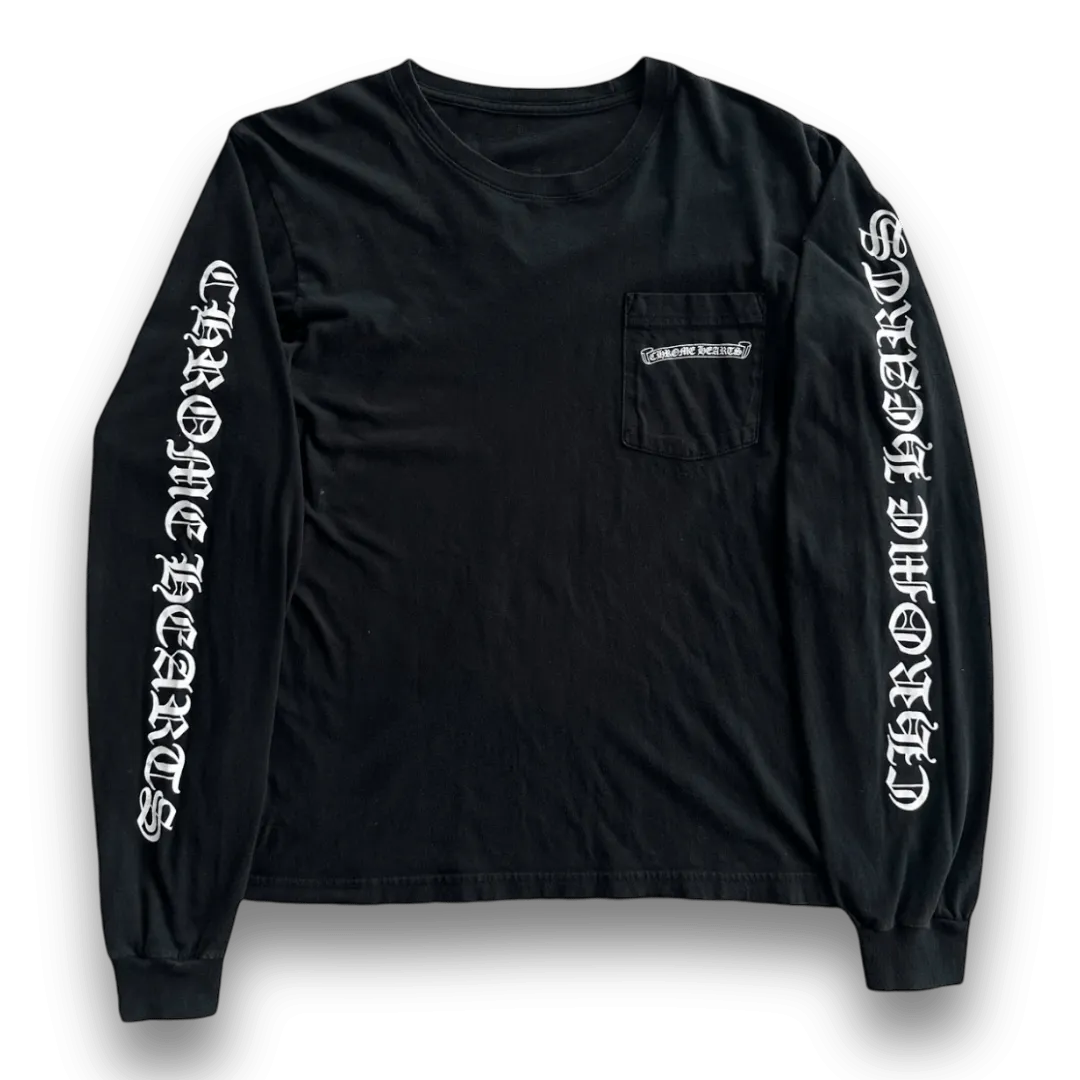 Chrome Hearts Scroll Logo Long Sleeve Tee Black & White
