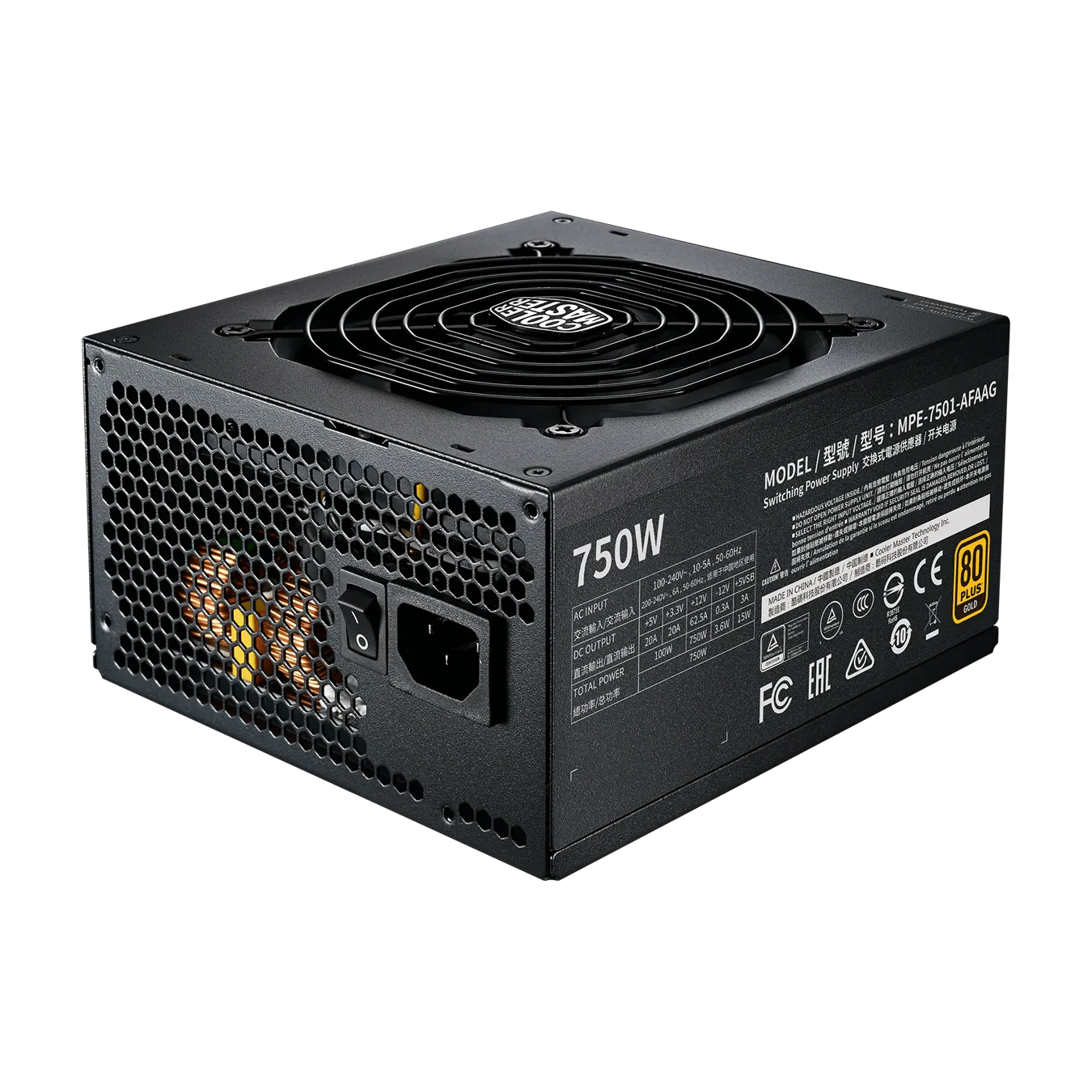 Cooler Master 750W MWE Gold 750 V2 Full Modular ATX 3.0 80Plus Gold Power Supply (MPE-7501-AFAAG)