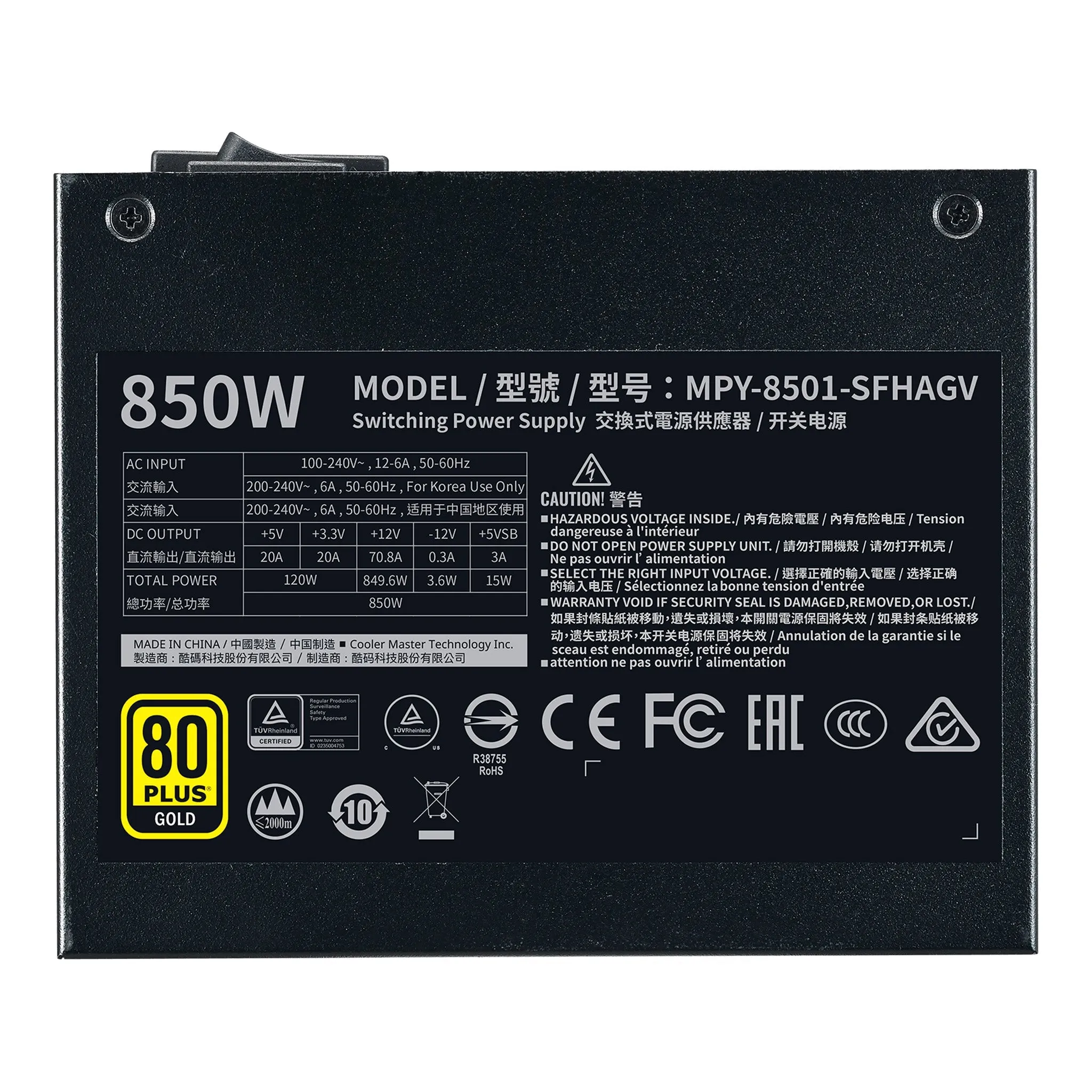 Cooler Master MPY-8501-SFHAGV-US850W V850 SFX Gold Full-Modular 80 Plus Gold SFX Power Supply