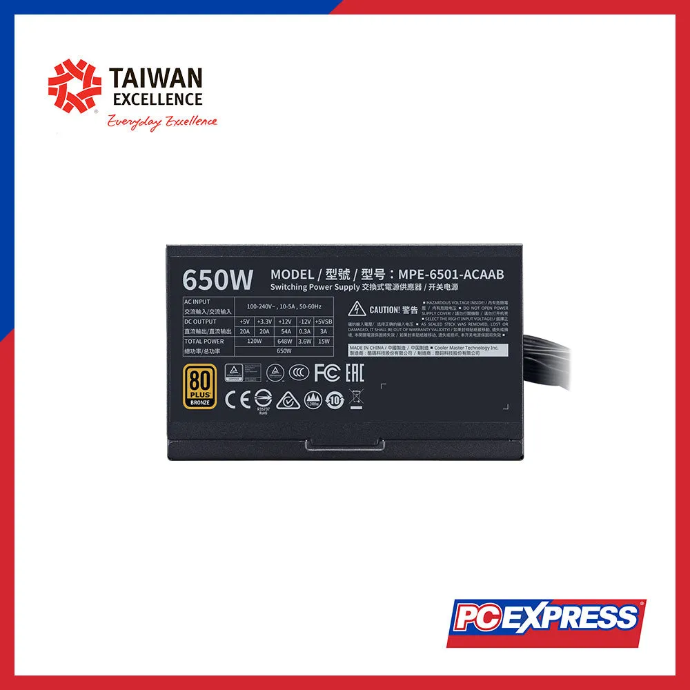 COOLER MASTER MWE V2 650W 80  BRONZE Power Supply