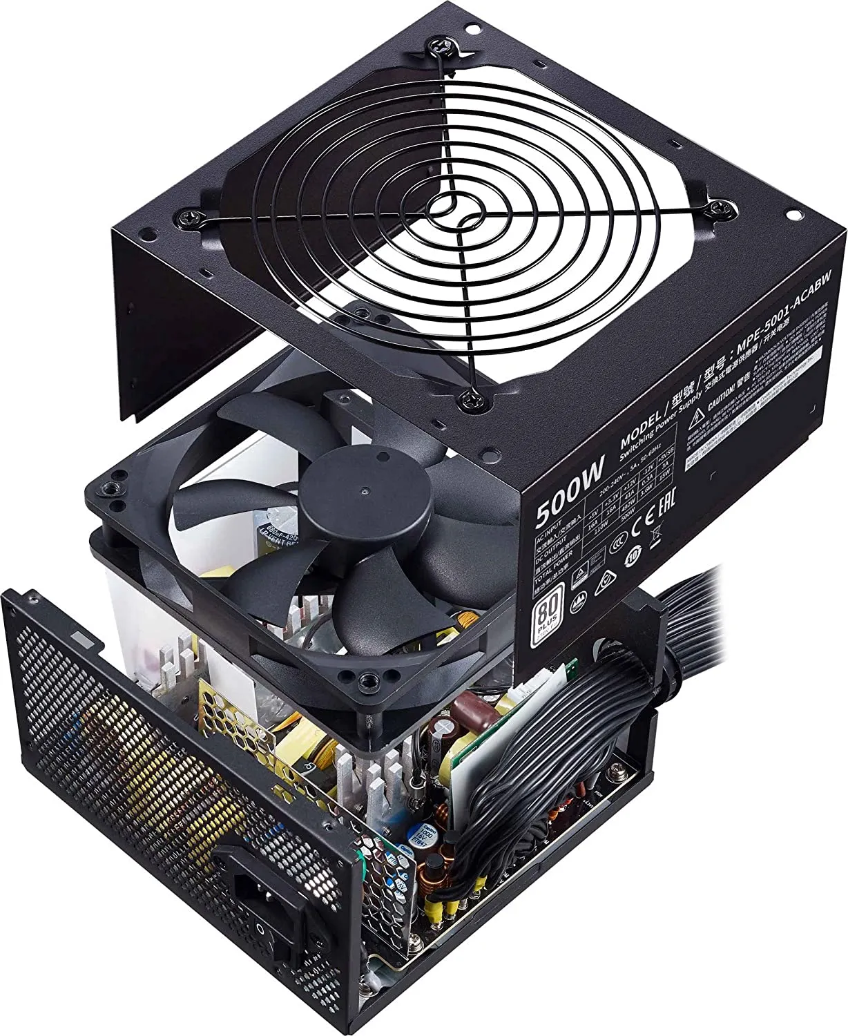 Cooler Master PSU MWE 500 White 230V - V2 Power Supply Unit, UK Plug - 80 PLUS 230V EU Certified, Quiet 120 HDB Fan, DC-to-DC   LLC Circuit with Single  12V Rail