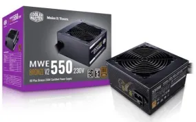 Cooler Master PSU MWE 550 Bronze V2 Power Supply - Non-Modular, 80 Plus Bronze Certified, 120mm HDB Fan, DC-to-DC Circuit Design, ATX 2.52 Version