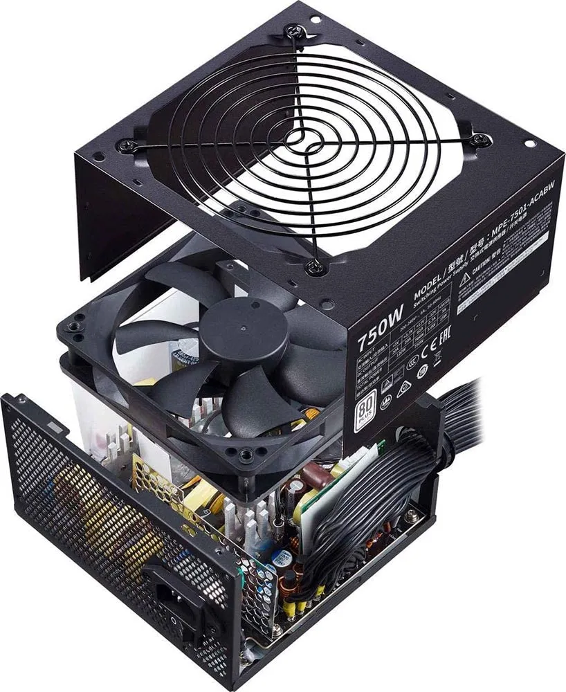 Cooler Master PSU MWE 750 White 230V - V2 Power Supply Unit, UK Plug - 80 PLUS 230V EU Certified, Quiet 120 HDB Fan, DC-to-DC   LLC Circuit with Single  12V Rail