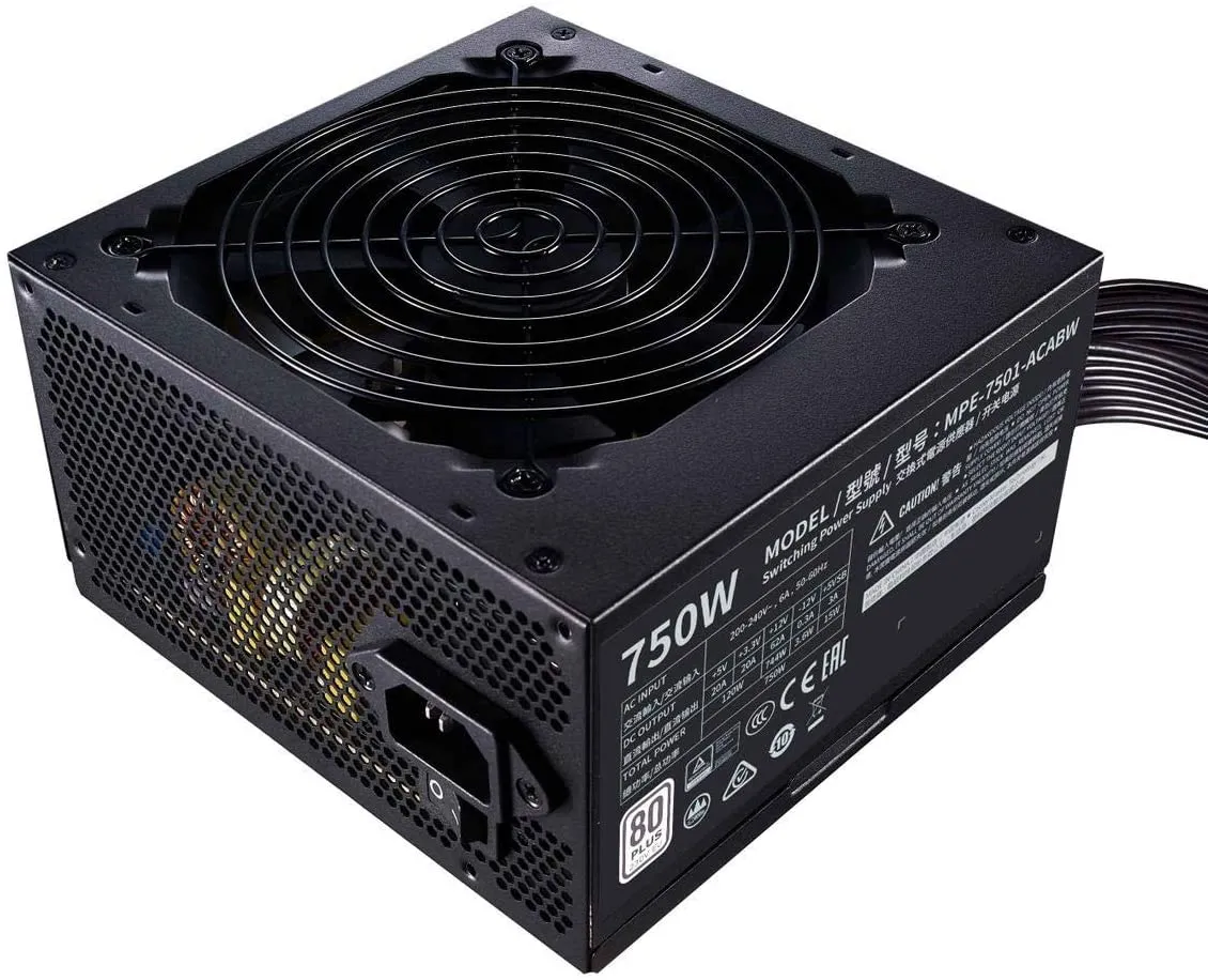 Cooler Master PSU MWE 750 White 230V - V2 Power Supply Unit, UK Plug - 80 PLUS 230V EU Certified, Quiet 120 HDB Fan, DC-to-DC   LLC Circuit with Single  12V Rail
