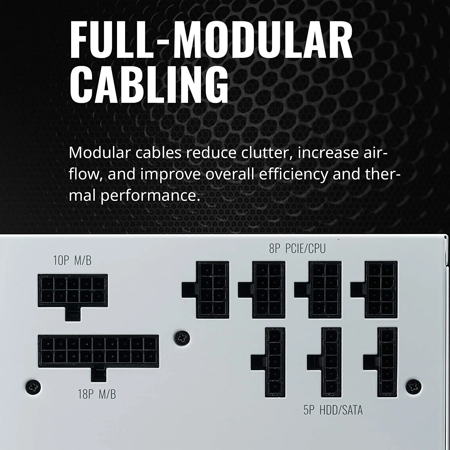 Cooler Master PSU V650 Gold White Edition V2 Full Modular,650W, 80  Gold Efficiency, Semi-fanless Operation, 16AWG PCIe high-Efficiency Cables