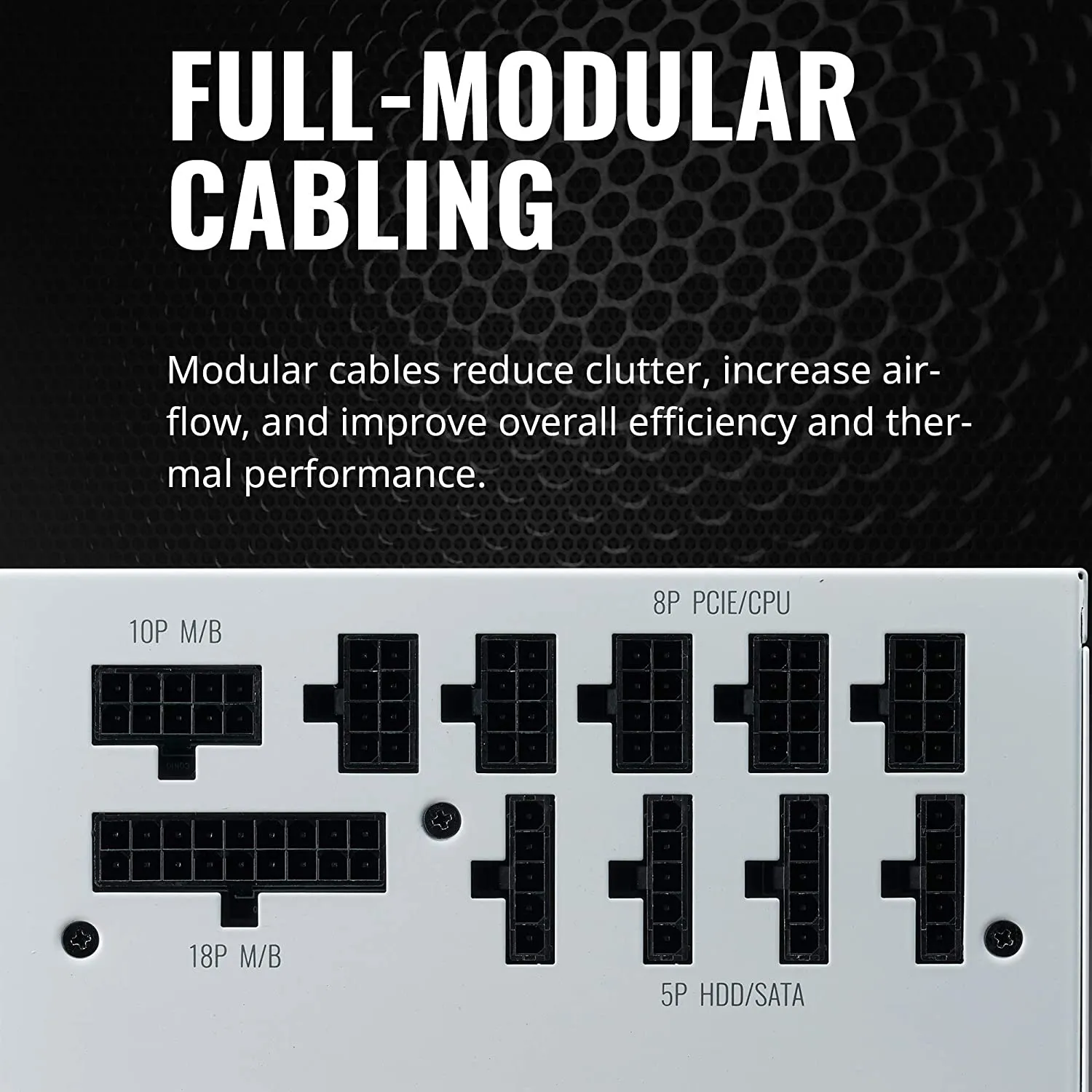 Cooler Master PSU V750 Gold White Edition V2 Full Modular, 750W, 80  Gold Efficiency, Semi-fanless Operation, 16AWG PCIe high-Efficiency Cables