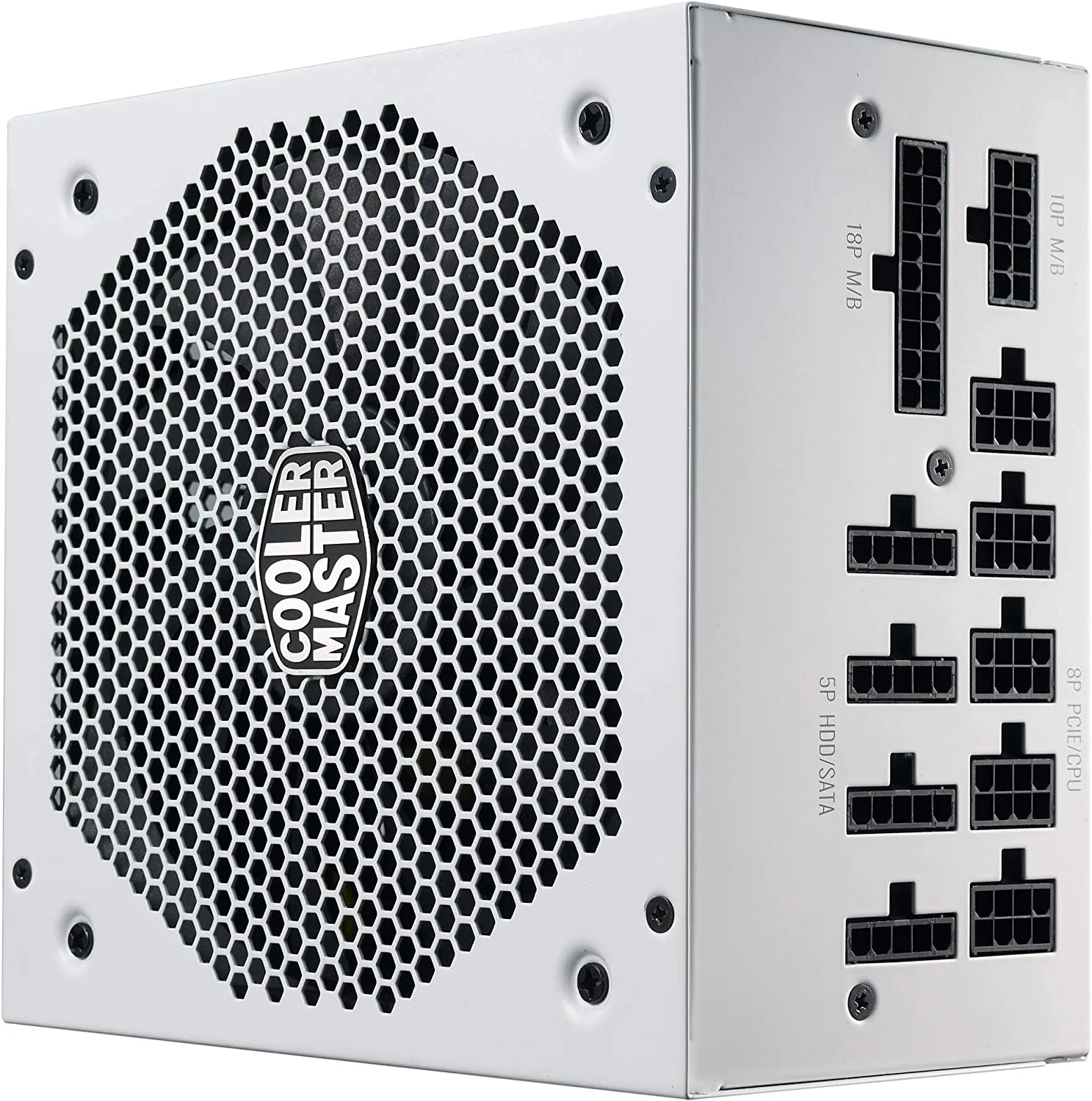 Cooler Master PSU V750 Gold White Edition V2 Full Modular, 750W, 80  Gold Efficiency, Semi-fanless Operation, 16AWG PCIe high-Efficiency Cables