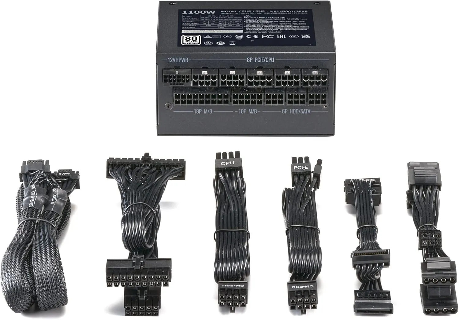 Cooler Master V 1100 SFX Platinum Power Supply, PCIe 5, Fully Modular, 80  Platinum PSU
