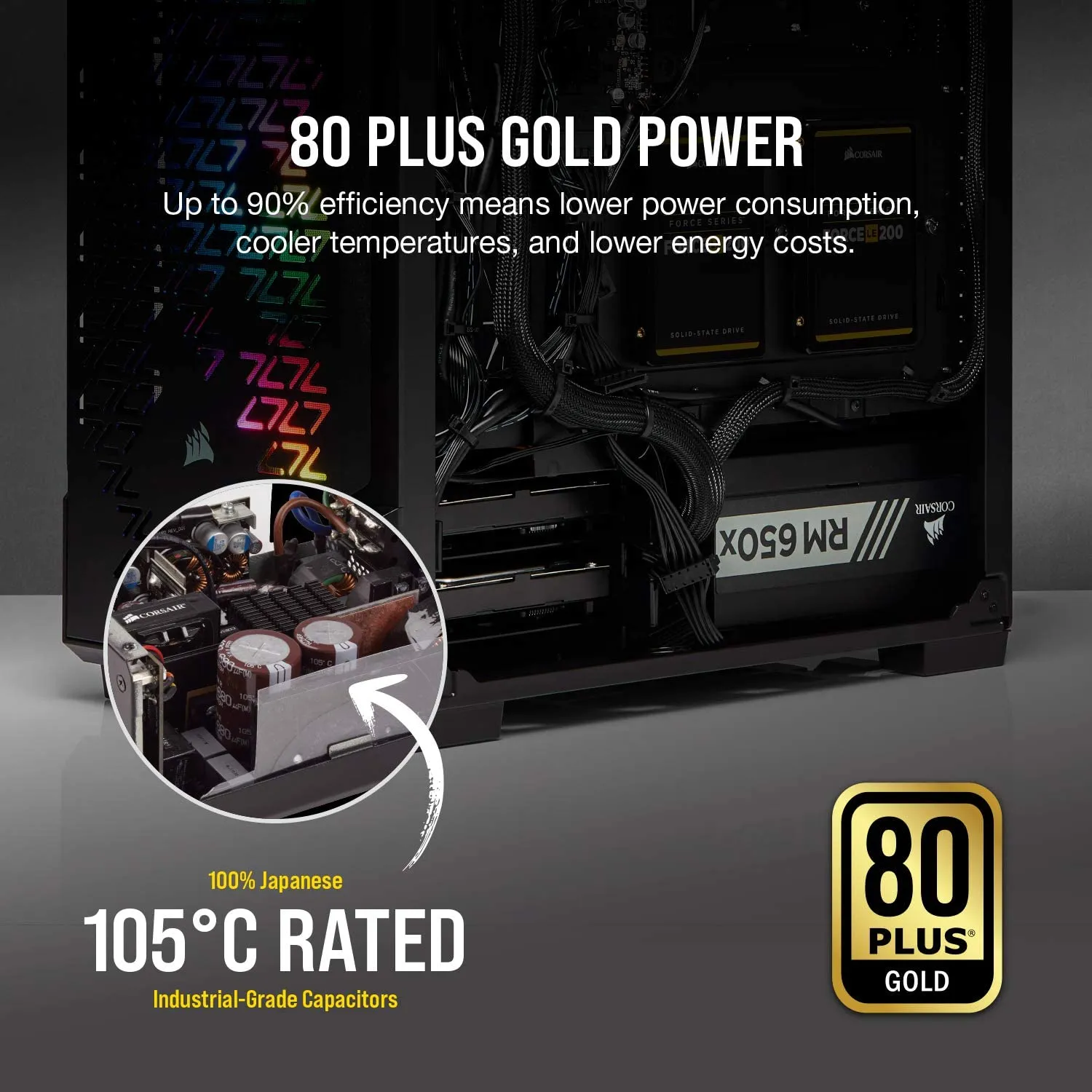 Corsair RM650X 650W PSU, 80 PLUS Gold 650 W Fully Modular ATX Power Supply, CP-9020178-UK - Black