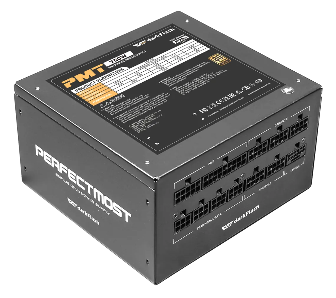darkFlash PMT750 750W Black 黑色 ATX3.1 80 Plus Gold Fully Modular Power Supply PS-DPMT75B