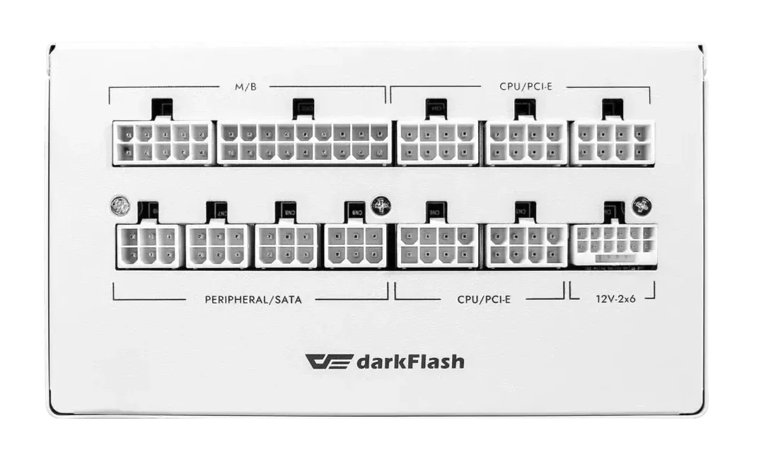 darkFlash PMT750 750W White 白色 ATX3.1 80 Plus Gold Fully Modular Power Supply PS-DPMT75W