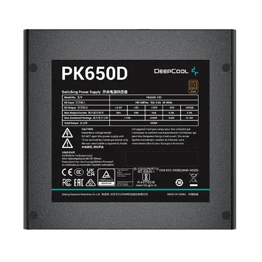 DeepCool PK450D (450W) / PK550D (550W) / PK650D (650W) / PK750W (750W) Power Supply (PSU) | 80PLUS BRONZE