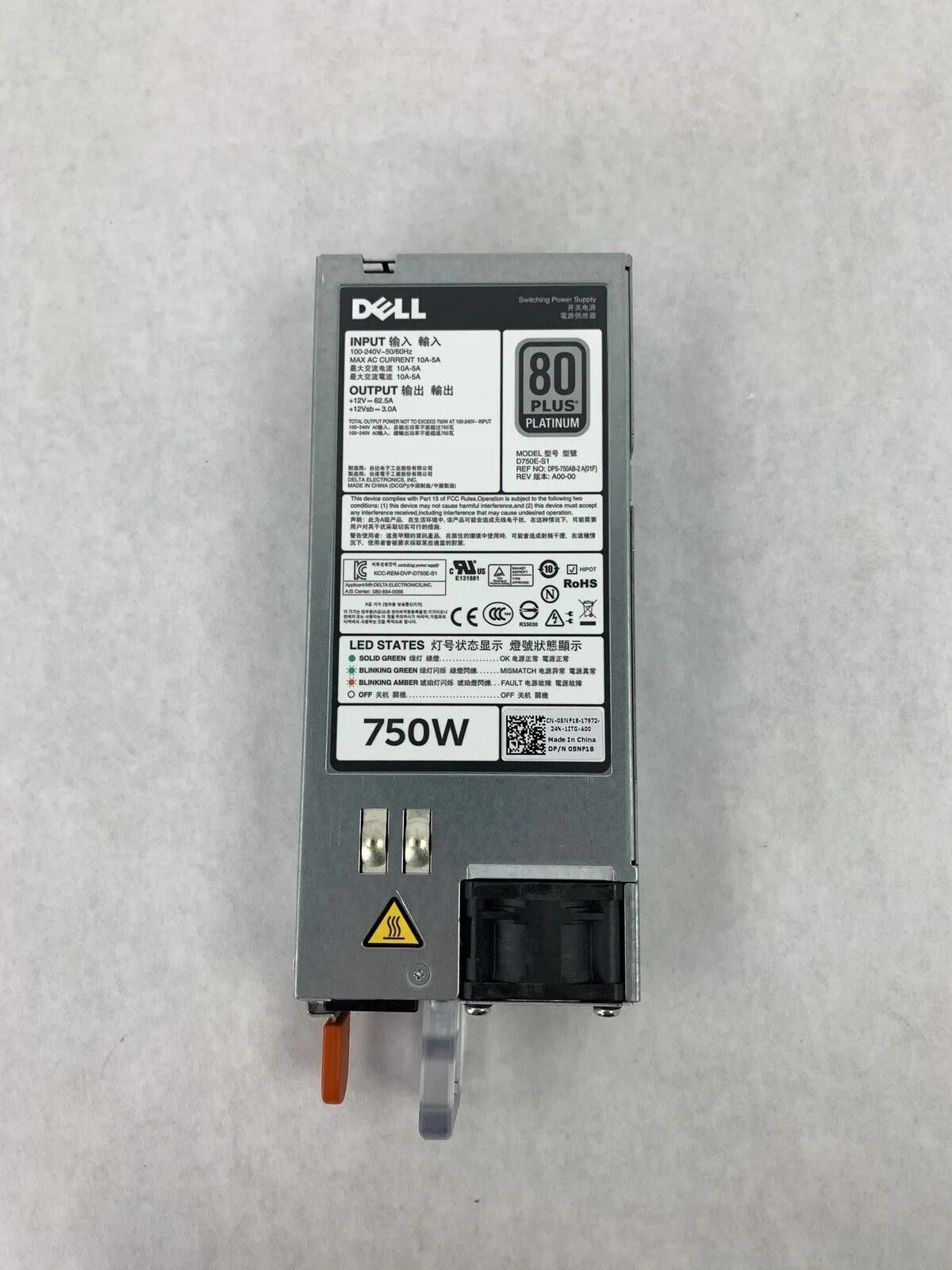 Dell 750W 80  Platinum Power Supply D750-S1