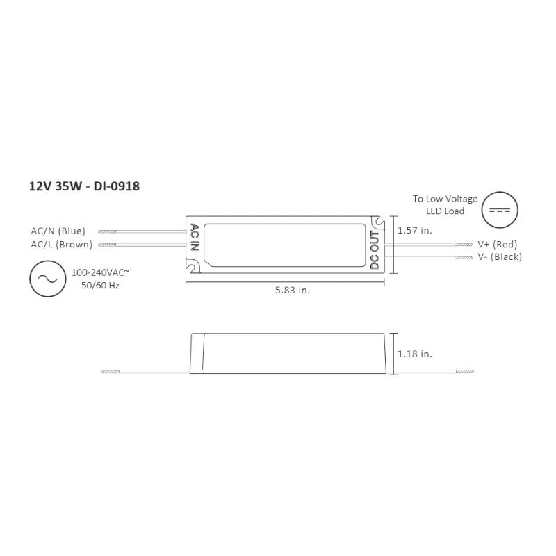Diode LED 12V 35W Constant Voltage LED Driver with NEMA3R Junction Box