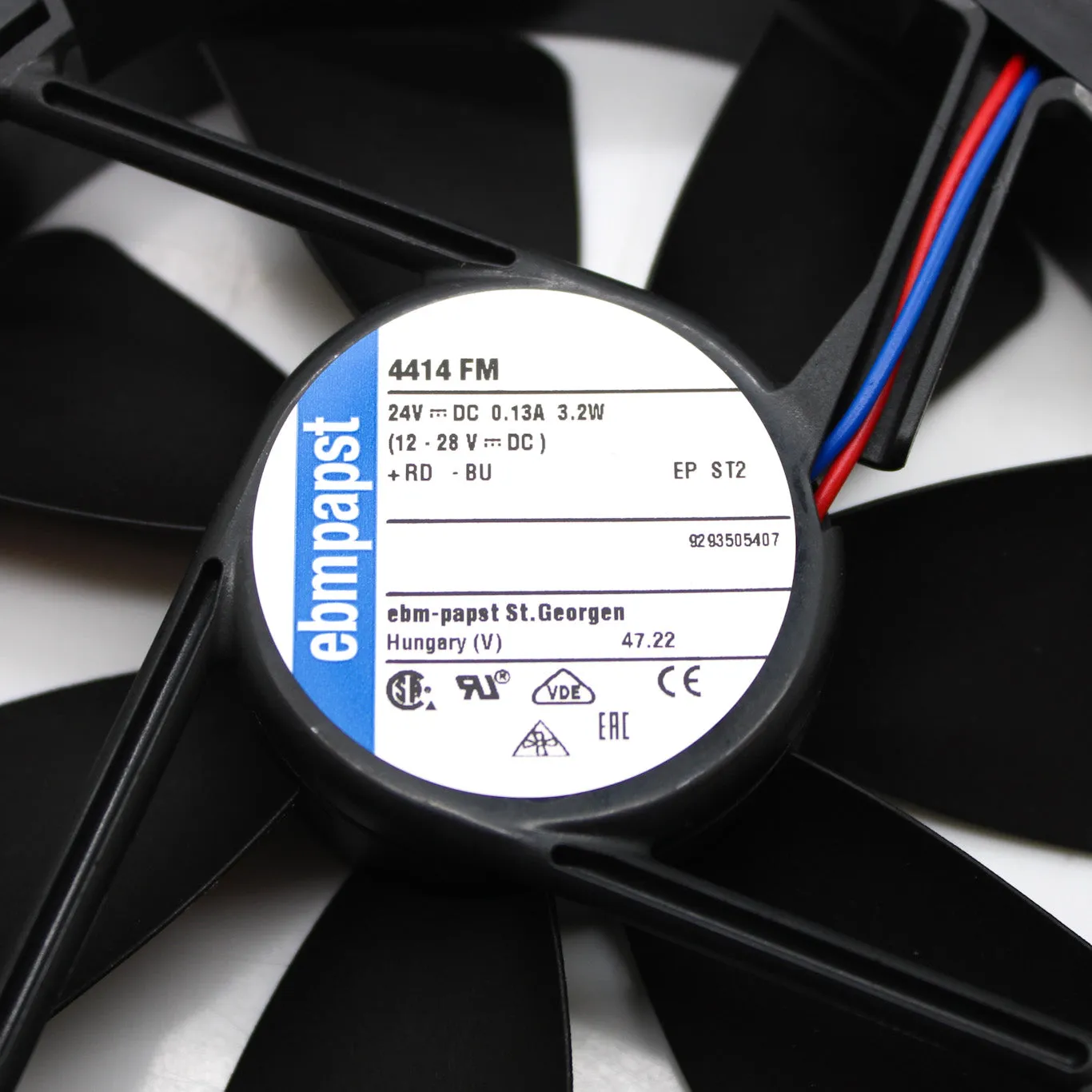EBM-Papst 119 x 119 x 25.4mm 24VDC 0.13A 3.2W 2-Wire Axial Fan 4414FM