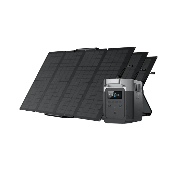 EcoFlow DELTA 1300   160W Portable Solar Panel - 6 x 1800W AC Outlets, Solar Generator for Outdoor Camping and Home Backup