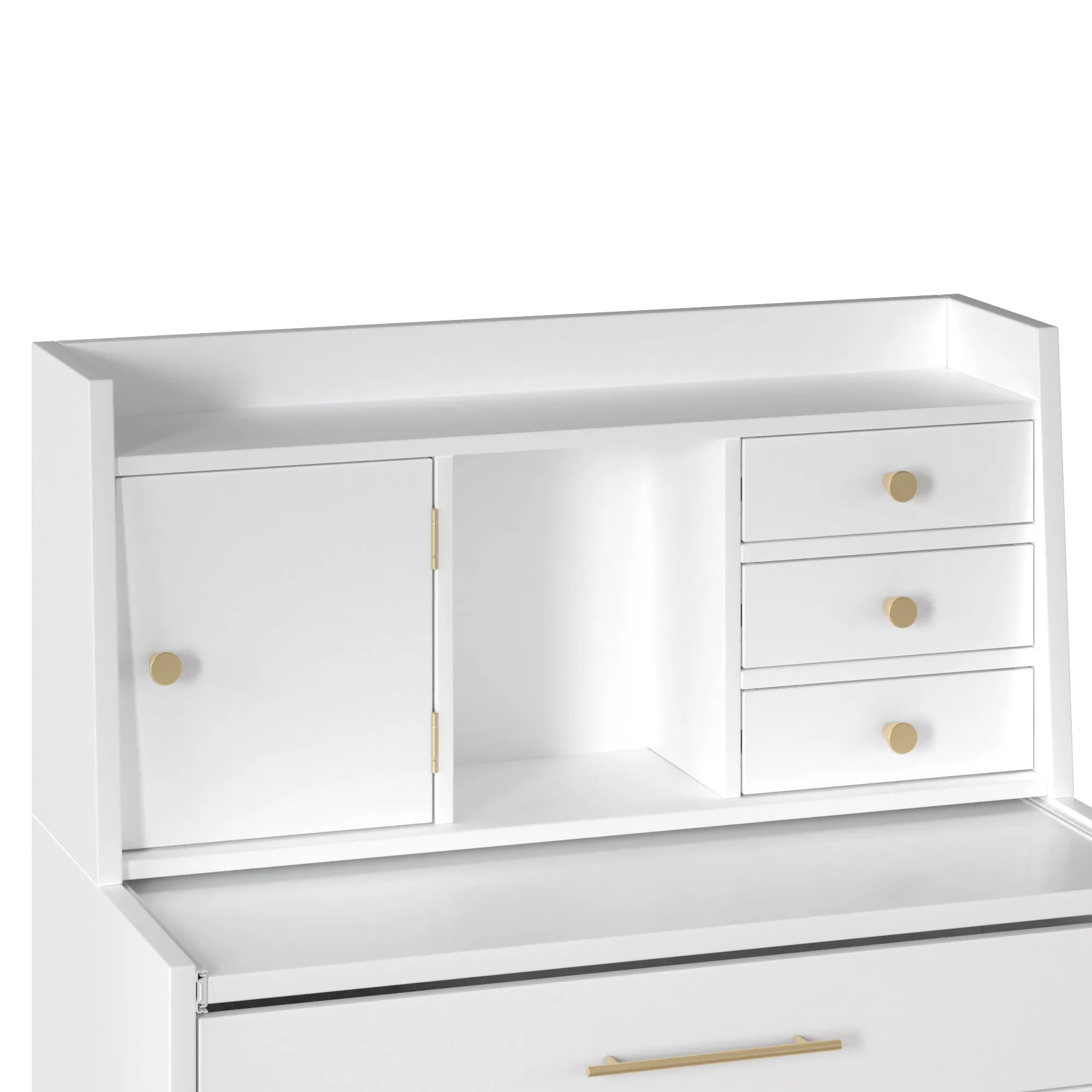 Elegance White Vanity Set with Mirror and Retractable Table