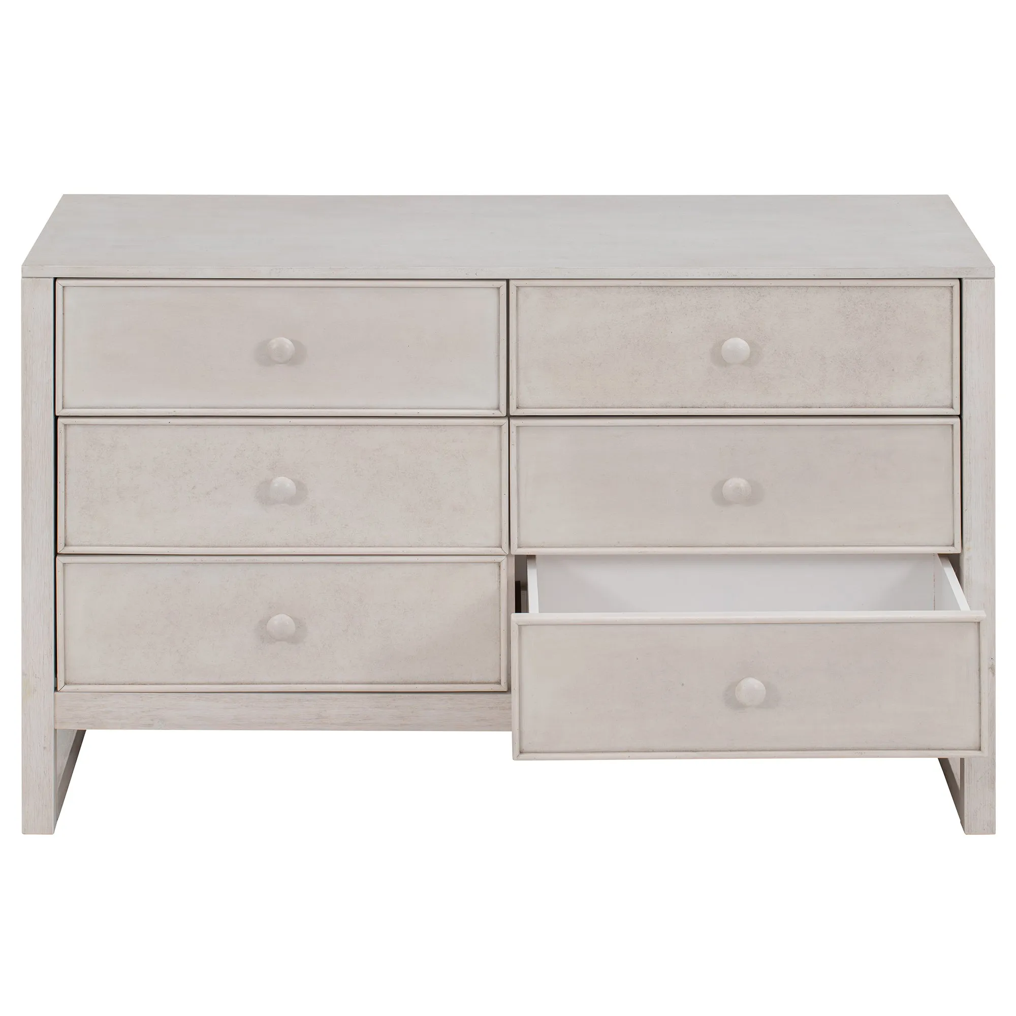 Elegant Vintage 6-Drawer Dresser: Antique White Wood Storage Cabinet
