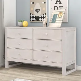 Elegant Vintage 6-Drawer Dresser: Antique White Wood Storage Cabinet