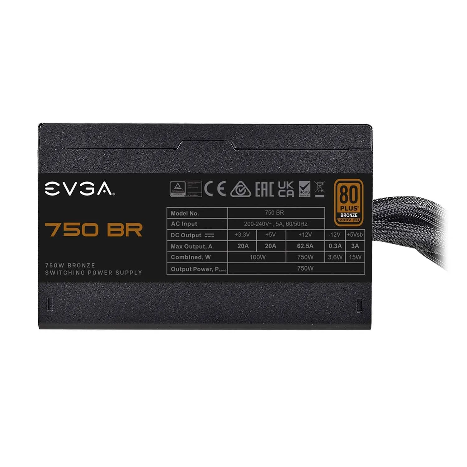 EVGA 750W 750BR 80 PLUS BRONZE SEMI MODULAR SMPS